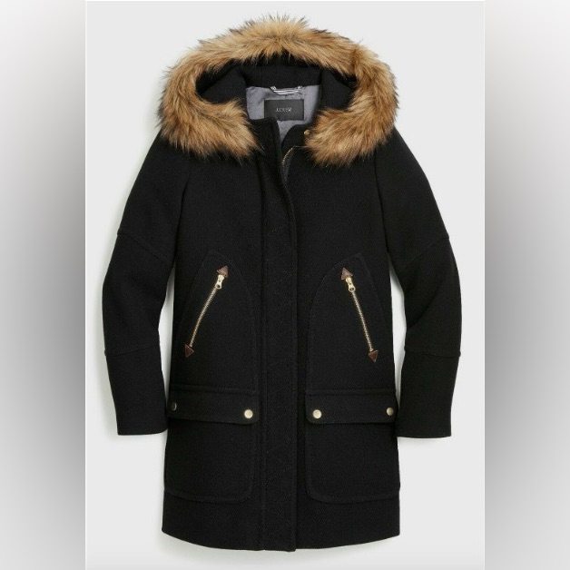 J. Crew Chateau Italian Wool Parka - Black (Nwt, Size 2)